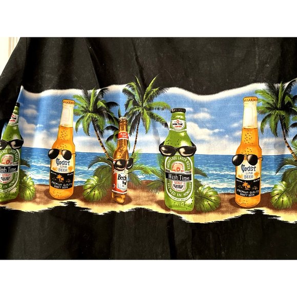 Hawaiian shirt Pacific Legend XL beer bottles palm trees made in Hawaii black - Picture 9 of 16